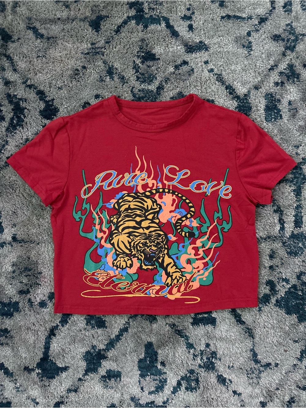 Girls' Red Graphic Tiger Crop Top - Live Love